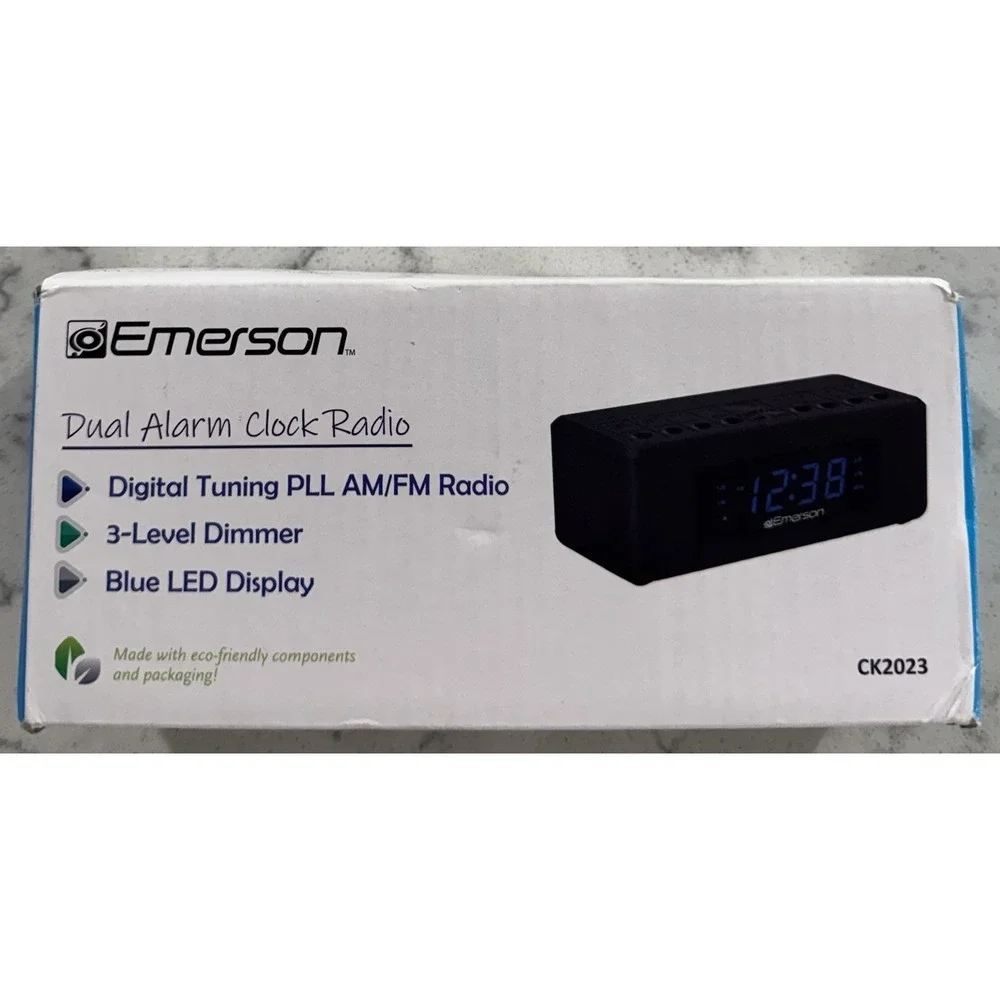 Emerson CK2023 Dual Alarm Clock Radio Black Digital AM/FM Tuning LED Display